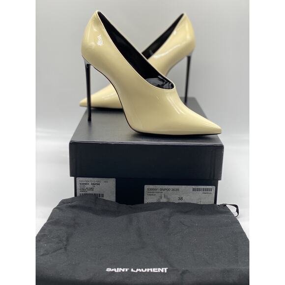 Saint Laurent Patent Calfskin Teddy High Vamp 105 Pumps sz. 38 eu (8 us) - Picture 1 of 10